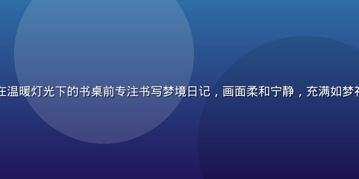 一位年轻女性在温暖灯光下的书桌前专注书写梦境日记，画面柔和宁静，充满如梦社区的温暖氛围